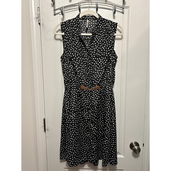 Rich & Beautiful R & B Women’s XL Sleeveless Polka Dot Sheath Dress Black Retro - Picture 1 of 16